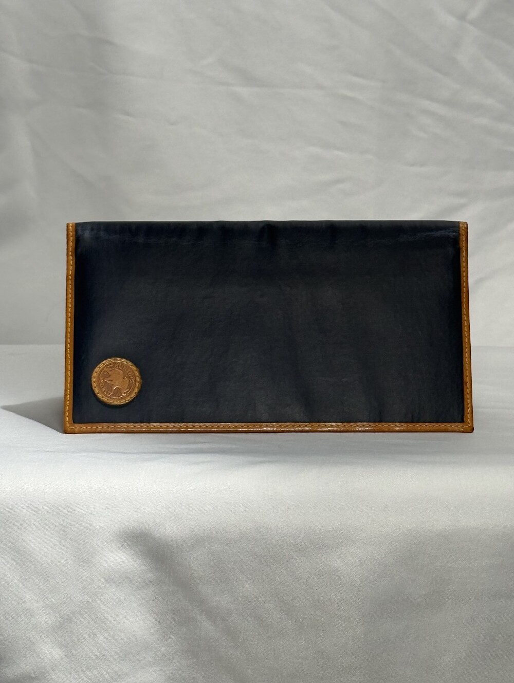 Men's Black Leather Hunting World Vintage Long Wallet with Brown Trim